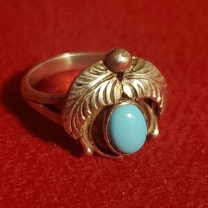 Native American Turquoise Ring Vintage Sterling Silver Size 6.5